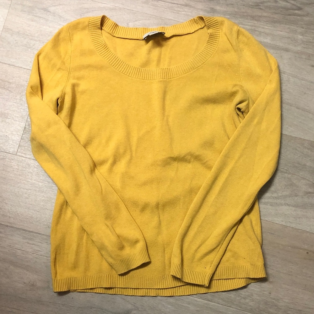 LOFT Yellow Crew Neck Sweater M
